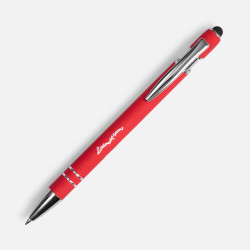 Ручка шариковая Pointer Soft Touch со стилусом, ручки софт-тач с логотипом, ручки с логотипом, ручки сувенирные с печатью