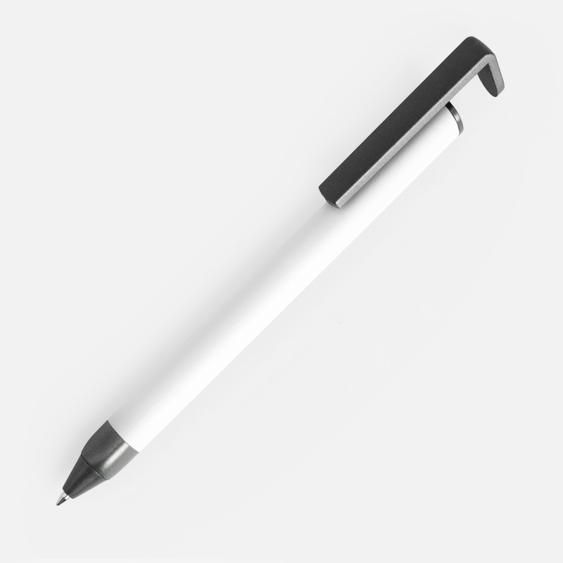 Ручка с подставкой для телефона Standic, ручки-подставки с логотипом, ручки с держателем телефона, ручки металл с логотипом