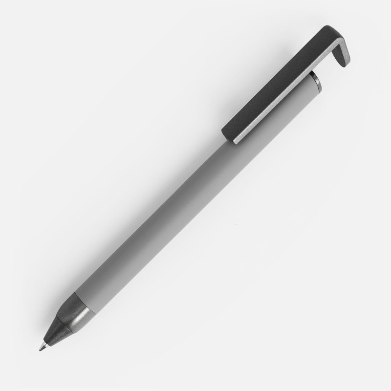 Ручка с подставкой для телефона Standic, ручки-подставки с логотипом, ручки с держателем телефона, ручки металл с логотипом